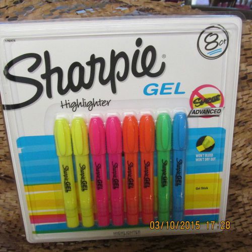 Sharpie GEL Stick Highlighter Marker Pens Set of 8 ASSORTED FLUORESCENT Colors