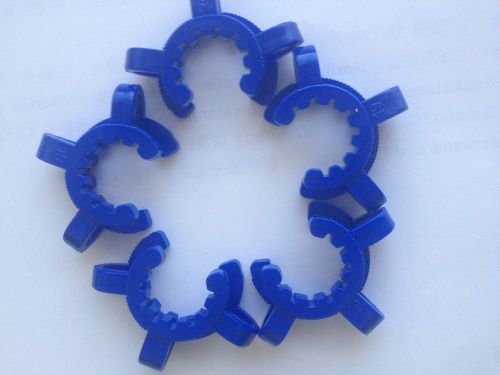 Lot of 5 keck clips ground glass connectors , joint clips, blue,  size 19/38 for sale