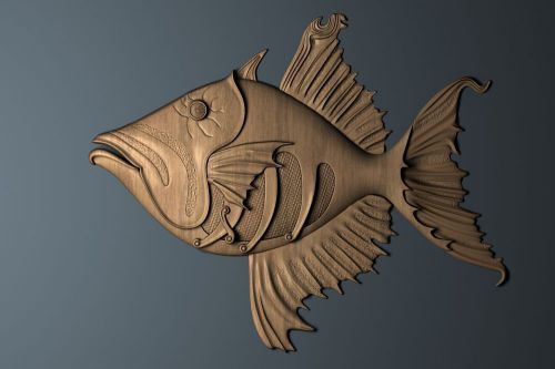 3d model fish carving decoration cnc stl artcam