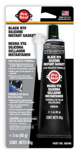 PRO-SEAL 80046Oil-Resistant RTV Silicone, W/Nozzle, Black, 3 oz. Tube