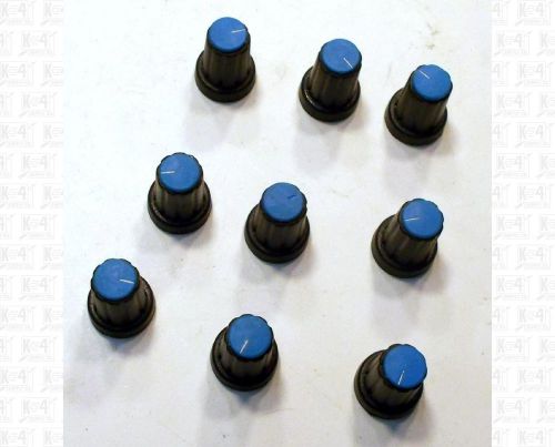 Lot Of 9 Blue Mixing Console Knobs For Krurled Shaft