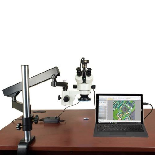 7X-45X Stereo Microscope+Articulated Stand+144 LED Ring Light+3.0MP USB Camera
