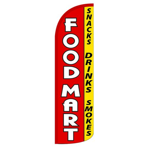 Food mart windless swooper flag jumbo full sleeve banner + pole made in usa for sale