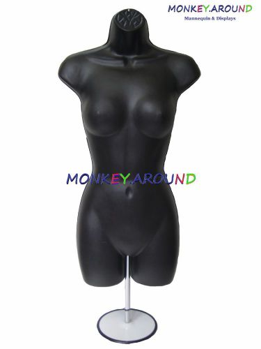 MANNEQUIN FEMALE BLACK 3/4 DRESS BODY FORM DISPLAY CLOTHING +1 Stand +1 HANGER
