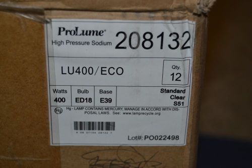 4 NEW LU400/ECO 208132 PROLUME HIGH PRESSURE SODIUM LAMPS, ED18, E39, S51, CLEAR