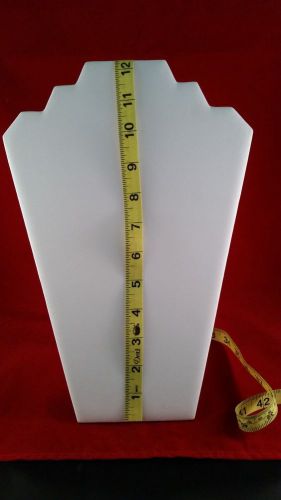 (10) Leatherette Necklace Holders- White- 12 in. tall- Displays 2 Necklaces- NEW