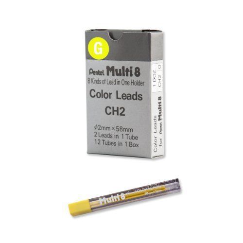 Pentel Arts 8 Colour Pencil Lead Refill, Yellow, 24 Pieces of Lead CH2-G