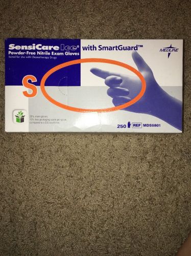 Medline SensiCare Ice Blue Nitrile Exam Gloves Small Box of 250