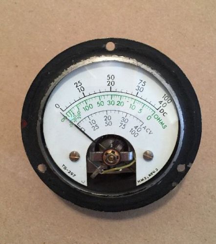 DC OHMS ACV Panel Meter for US Army Signal Corps Multimeter Model TS-297/U