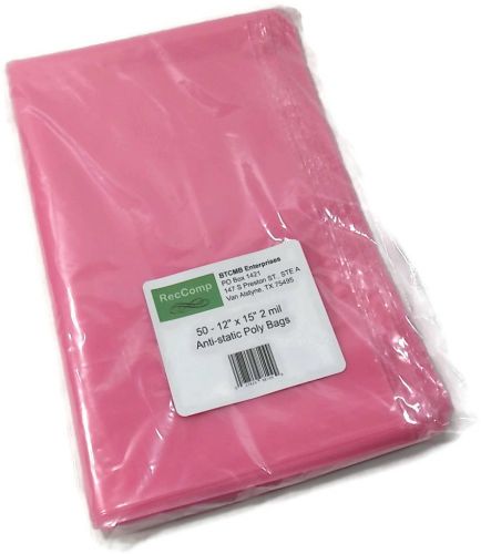 LOT of 50 - 12 x 15&#034; 2 Mil Anti-Static Poly Bags for Motherboards, LCD Screens