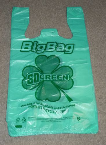 Plastic Bags T-Shirt Size Biodegradable Green 11.5 x 6.5 x 21 200 PCS