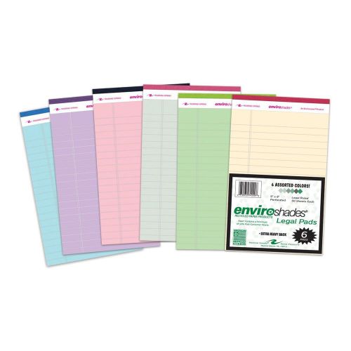 Roaring Spring Enviroshades 5x8 Assorted Legal Pad 6/Pack Assorted Colors