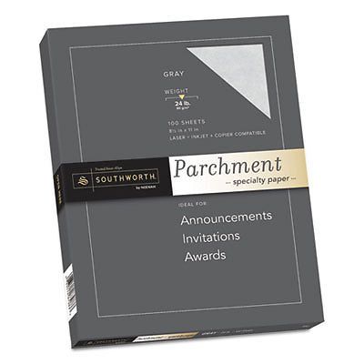 Parchment Specialty Paper, 24lb, 8 1/2 x 11, Gray, 100 Sheets, Sold as 1 Package