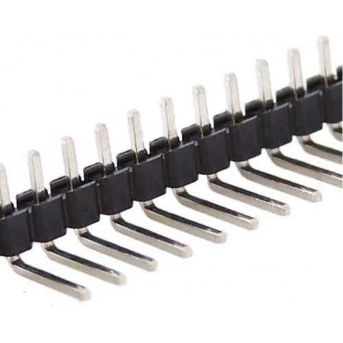 Lot 500 Pin Headers 0.1&#034; Center Spacing 40 Pins Single Raw Right Angle 2211R-40G