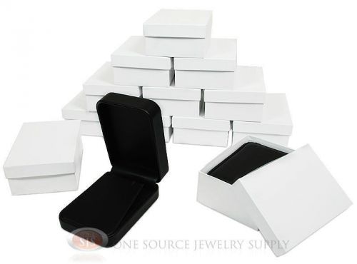 12 piece pendant earring black leather jewelry gift box 2 3/4&#034;w x 4&#034;d x 1 3/8&#034;h for sale