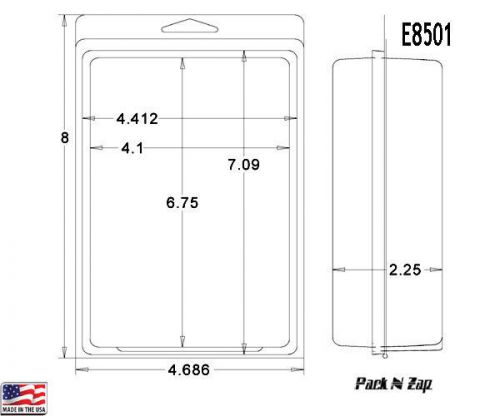 E8501: 250 - 8&#034;H x 4.7&#034;W x 2.2&#034;D Clamshell Packaging Clear Plastic Blister Pack