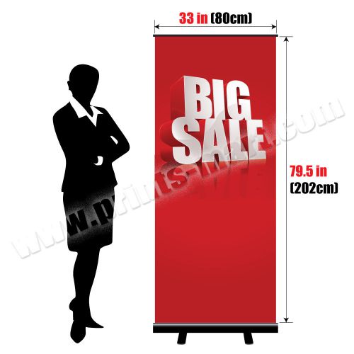 33&#034; Black Roll Up Banner Stand Trade Show Pop Up Display with FREE Thick Print