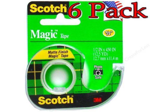 3M Scotch Magic Tape, 1/2inchx450inch, 1ct, 6 Pack 021200010224A090