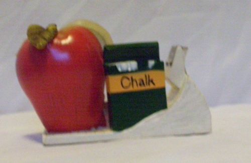 Teacher tape dispenser with apple and chalk box.  Great gift for a teacher.