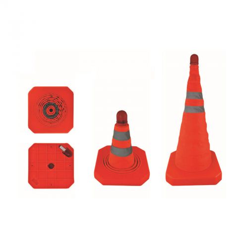 Retractable orange safety reflective traffic cones with led light 9.6*17.7inch for sale