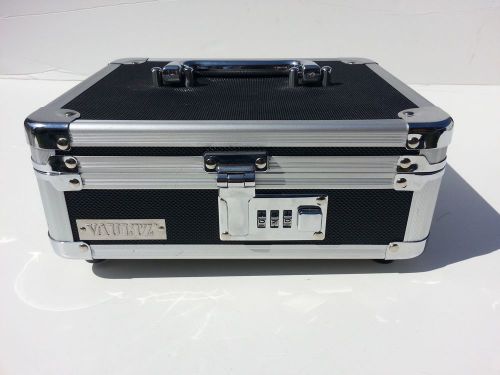 vaultz medicine case with combination lock 8.25x5x2.5 inches black and silver