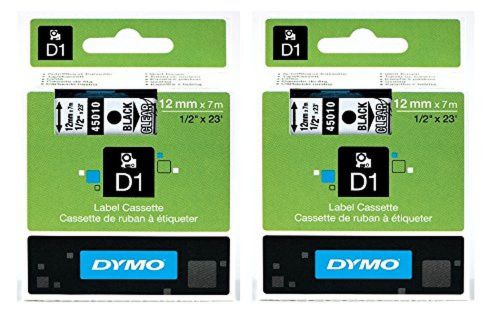 Dym45010 - dymo black on clear d1 label tape pack of 2 for sale