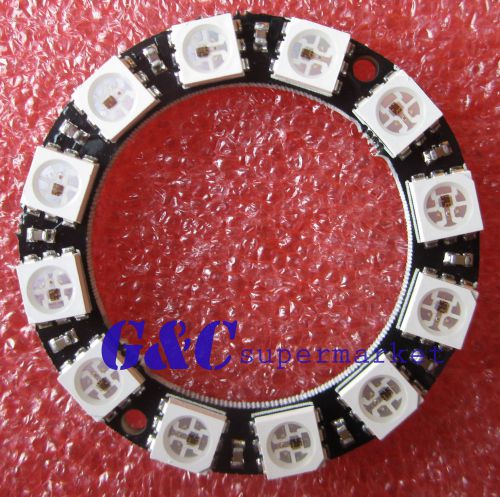 2PCS RGB LED Round 12 x WS2812 5050 RGB LED with Integrated Drivers TOP M91