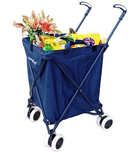 Folding Shopping Cart  Utility Transport Up to 120 Pounds Water Resisrant Canvas