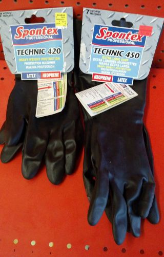 Spontex professional neoprene latex gloves size medium 2 pairs: long+short x0258 for sale