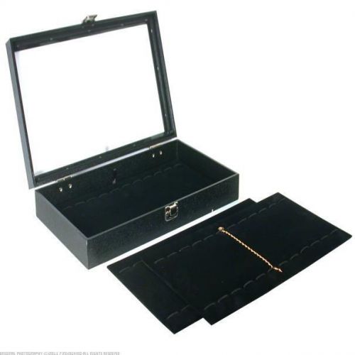 36 Slot Bracelet Watch Display Tray &amp; Glass Lid Case