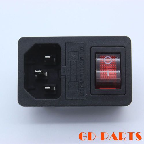 IEC320 C14 AC Power cord Inlet Socket Connector wit fuse Holder Rocker Switch*50