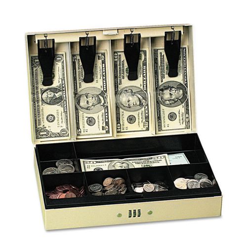 Securit Steel Cash Box Compartments Three-Number Combination Lock Pebble Beige