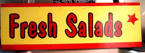 &#034;FRESH SALADS&#034; wooden sign W/ vinyl letters  36&#034; x 12&#034; Great for Concession cart