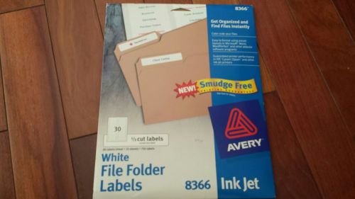 Avery 8366 Ink Jet white file folder label PARTLY USED 22 sheets 660 labels left