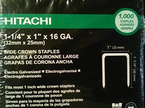 Hitachi 11313S 1-Inch Crown x 1-1/4-Inch Leg 16-Gauge Silver Metallic