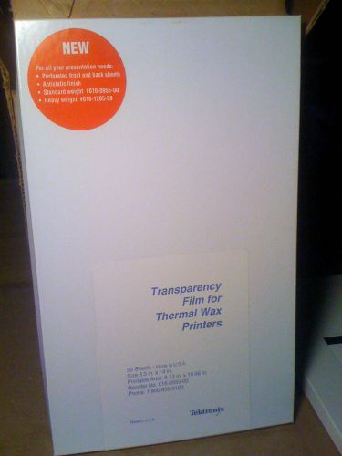 500 Sheets TEKTRONIX 8 1/2 x 14 TRANSPARENCY FILM FOR THERMAL WAX PRINTERS 10 Bx
