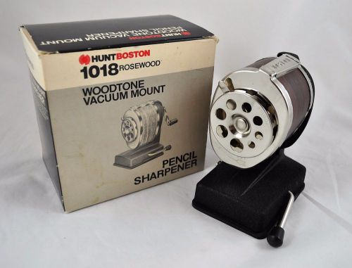 Vintage Boston Vacuum Mount Manual Pencil Sharpener w/ Adjustable Sizes Rosewood