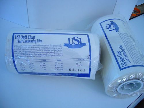 Usi opti clear laminating film.200&#039; of 5.0mil,9&#034; wide.core 21/4 lot of two rolls for sale