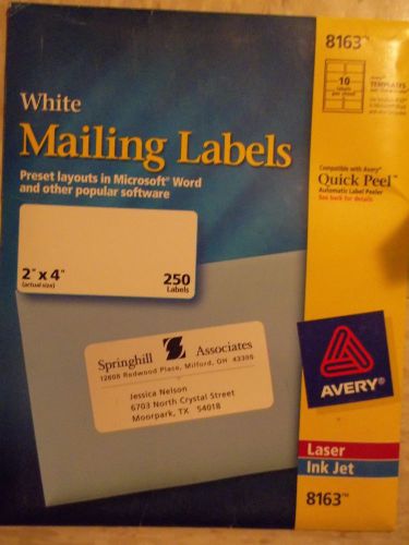 Avery mailing labels 8163  2&#034; x 4&#034; white labels  Laser ink jet