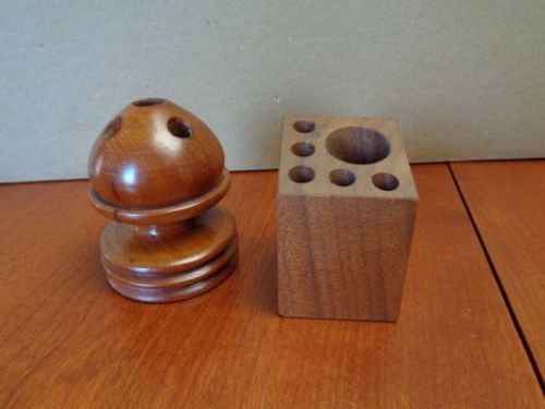 Pair of Woodenware Pencil Holders - Walnut &amp; Cherry?