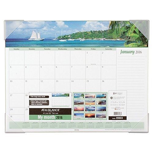 At-A-Glance AT-A-GLANCE Desk Pad Calendar 2016, Seascape Panoramic, 21-5/8 x