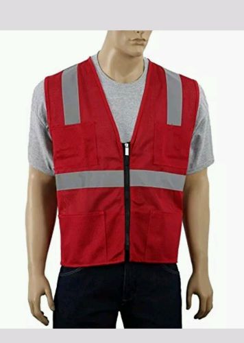 Safety depot high visibility mesh reflective safety vest red - medium for sale