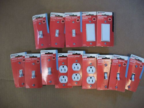 14 new pass &amp; seymour white toggle switches, illuminated switches, duplex outlet for sale