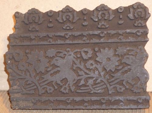 Old textile printing block wooden hand carved on fabric mural etc. for sale