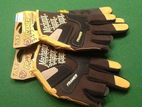 2 PAIR MECHANIX SIZE 10 LG CG FRAMER CARPENTER 2 FINGER WORK GLOVES CG27-75-010