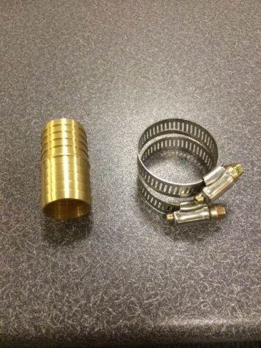 Brass hose mender for 1&#034; id hose  l178-16-16 with worm gear clamps for sale