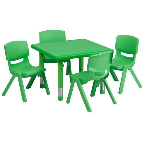 Flash Table Chair Sets Furniture 24 Square Adjustable Green Plastic Activity Set