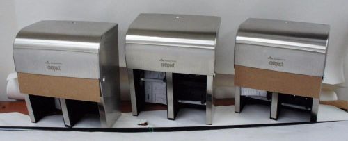 3 NEW GEORGIA PACIFIC COMPACT QUAD STAINLESS STEEL TISSUE DISPENSERS M242