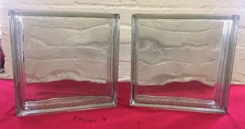 Lot 2 Large (Art) Clear Glass Block 11 3/4&#034; x 11 3/4&#034; x 3 7/8&#034; Ribbed Sides
