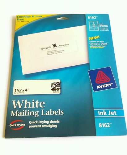 AVERY WHITE  INK JET LABELS #8162  ADDRESS LABELS  158 labels